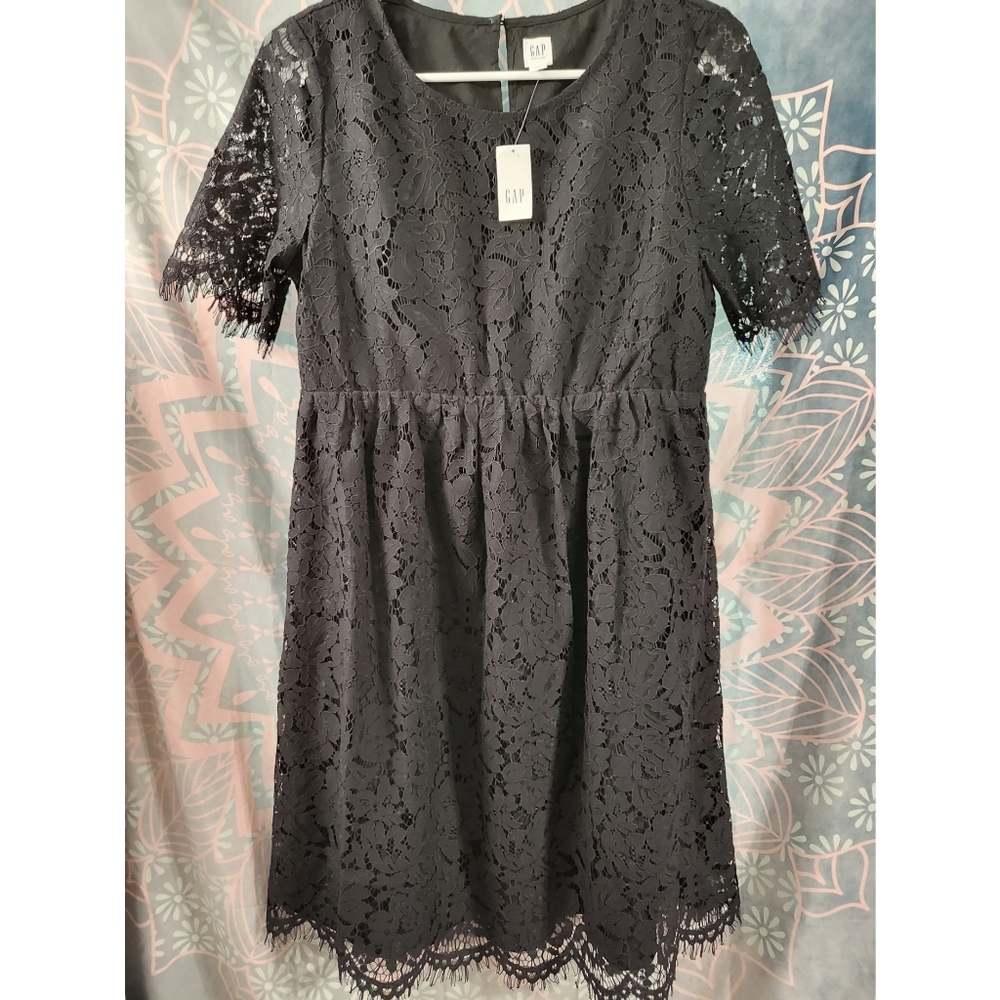 GAP - Black Floral Lacey Maternity Dress - NWT - Small - Picture 6 of 12